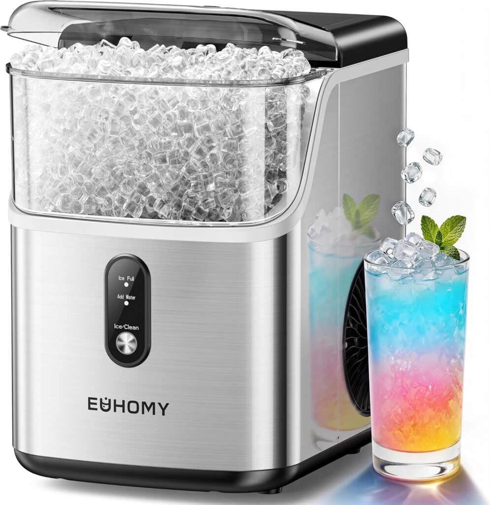 EUHOMY countertop nugget ice maker budget-friendly quiet model for new parents