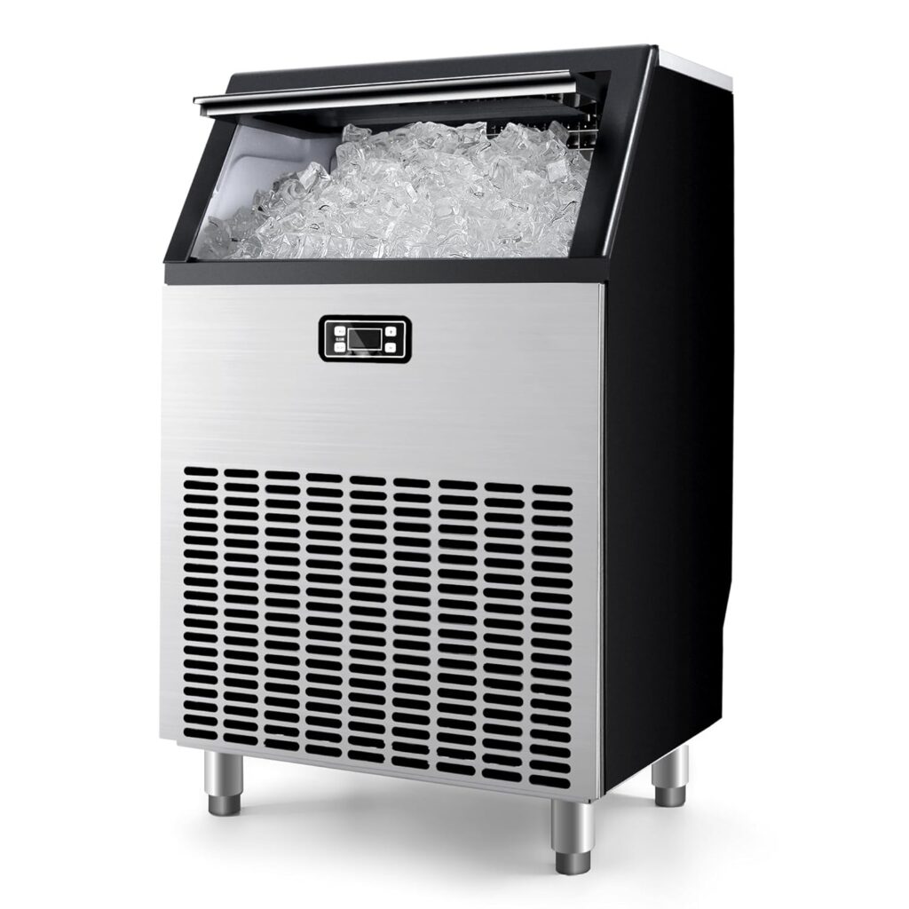 EUHOMY 200 lbs per day commercial ice maker machine with 65 lb storage bin for bar and restaurant