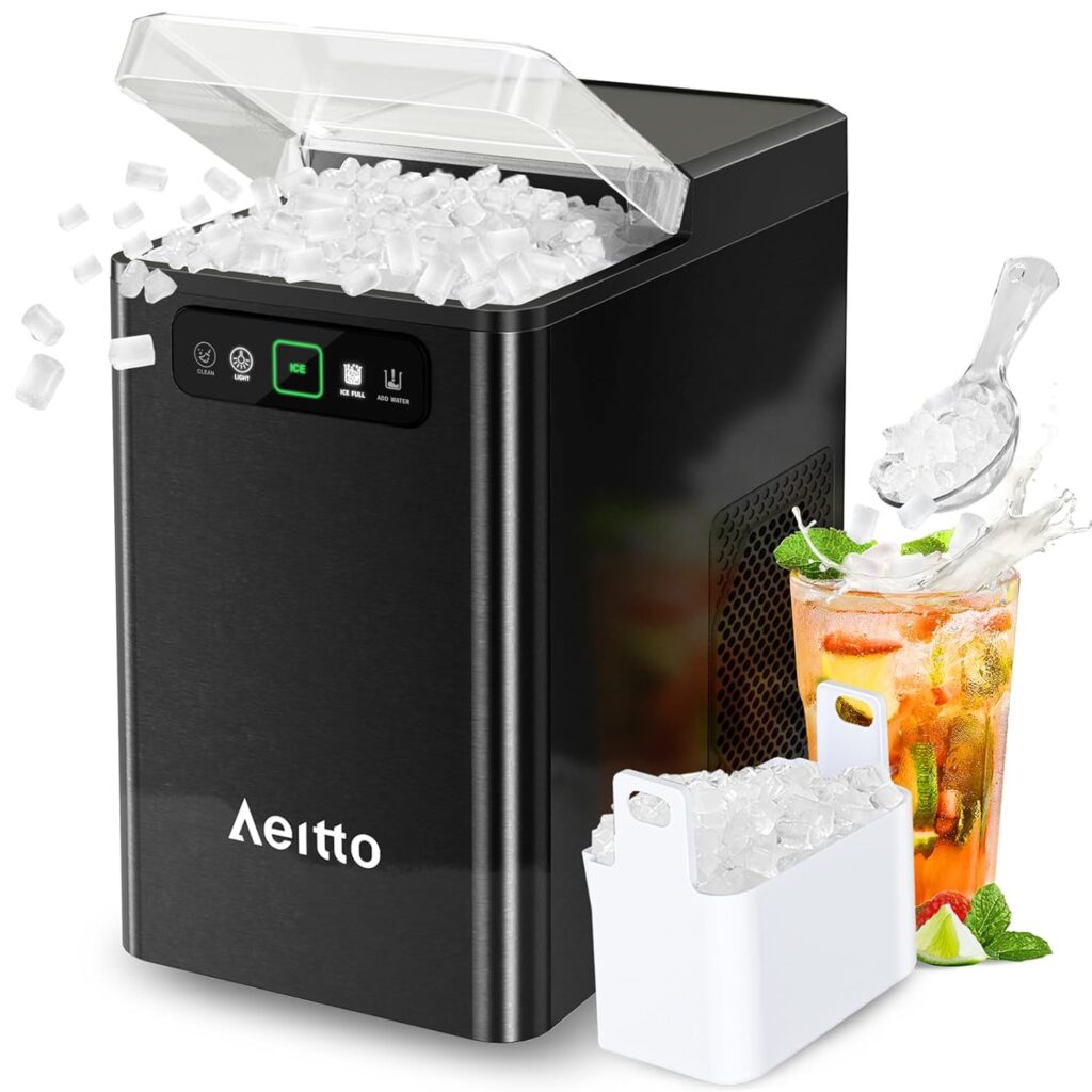 Aeitto Nugget Ice Maker - fastest 5 minute countertop ice maker with self-cleaning