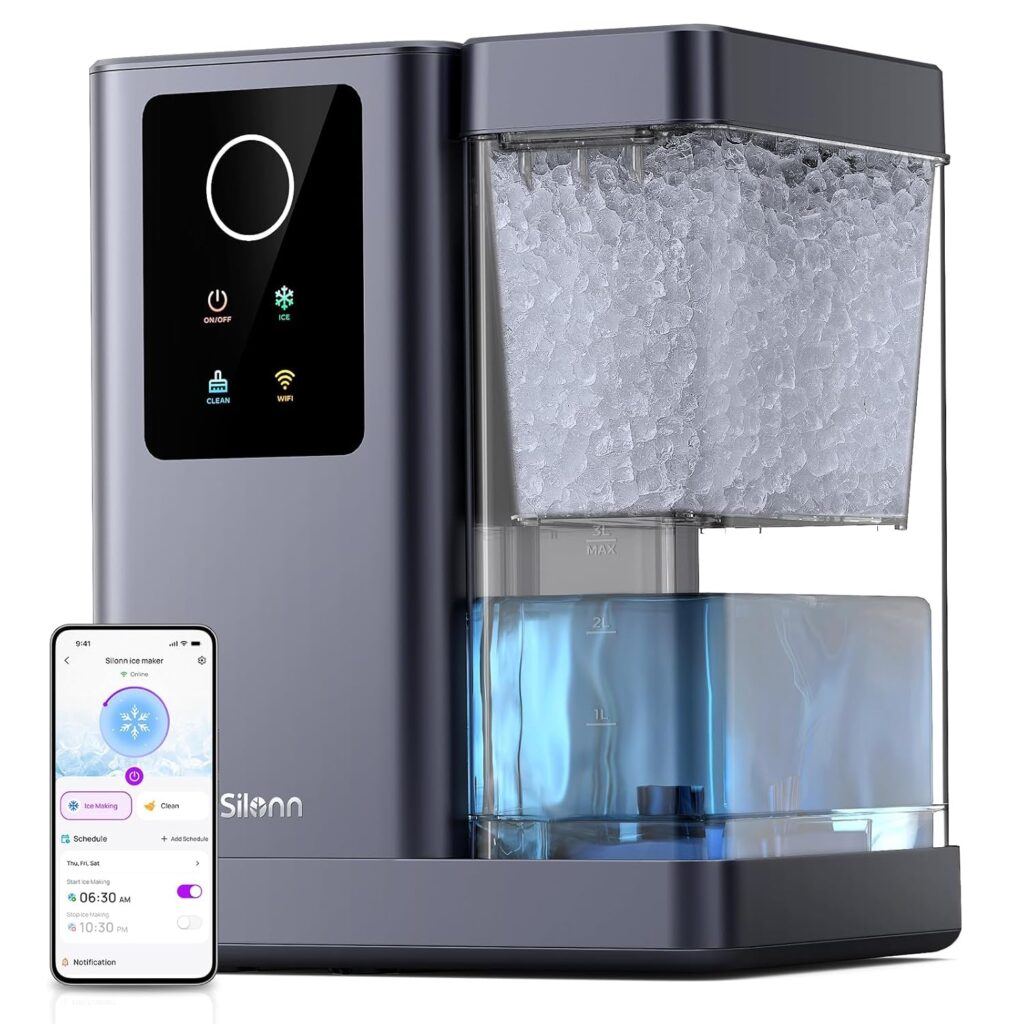 Silonn smart nugget ice maker 40-50dB quiet with voice control for nursery use