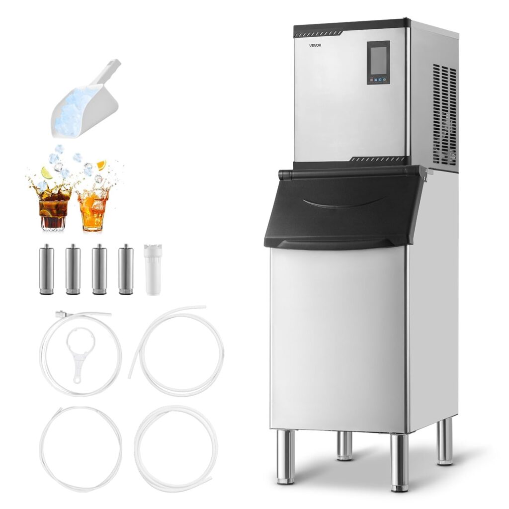 VEVOR 300 lbs per day commercial ice maker machine with 300 lb storage bin touchscreen for restaurant