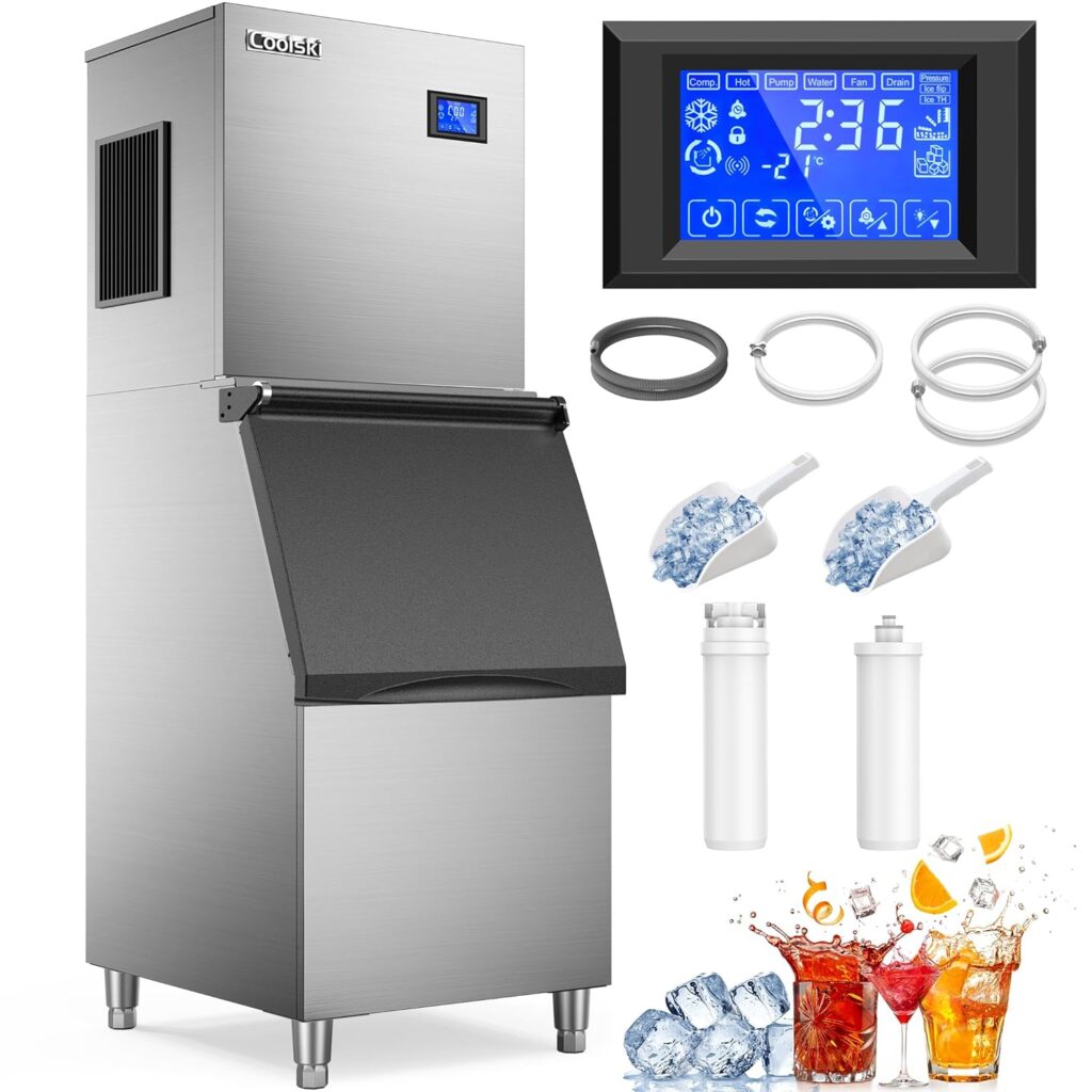 Coolski 450 lbs per day commercial ice maker machine stainless steel air cooled for large restaurant hotel