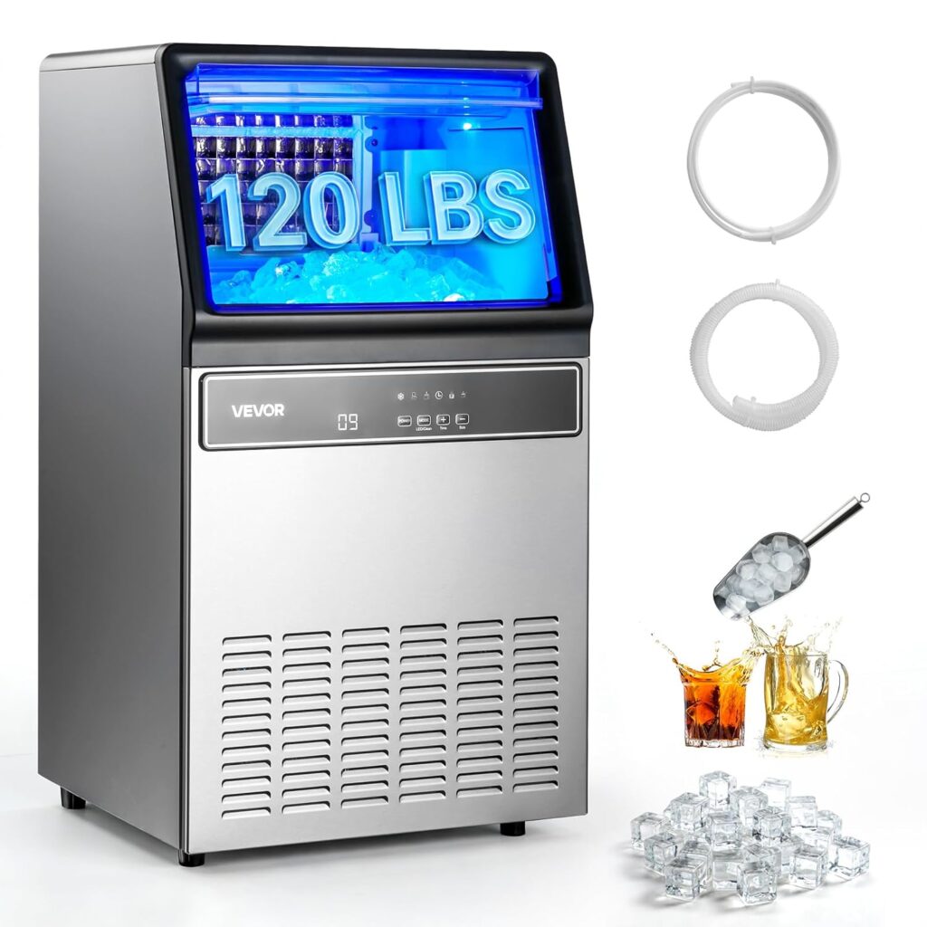 VEVOR commercial ice maker 120 lbs undercounter for home bar