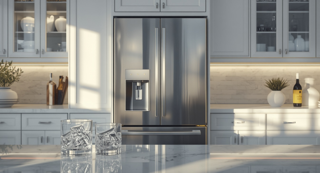 counter depth refrigerator with ice maker and water dispenser