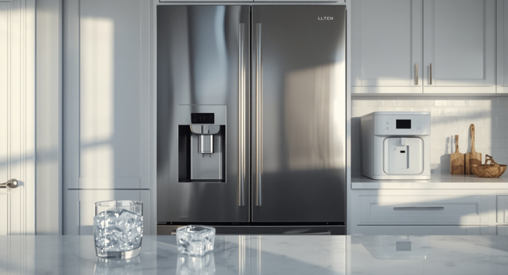 counter depth refrigerator with ice maker and water dispenser