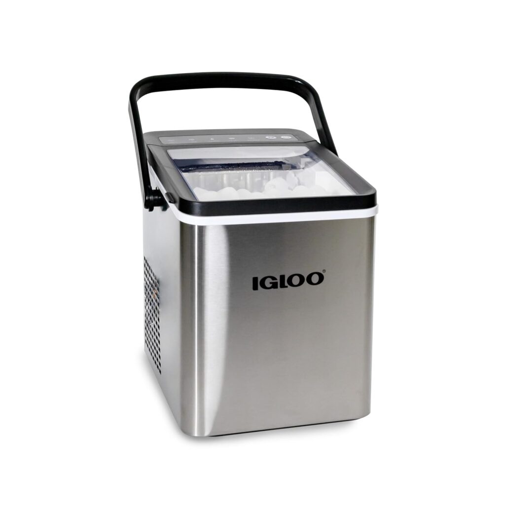 Igloo portable ice maker with LED control panel, compact design for RV and small solar-powered van life kitchens