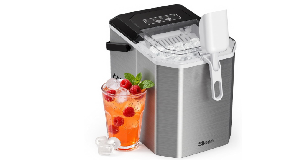 Silonn countertop ice maker stainless steel machine for college dorm room