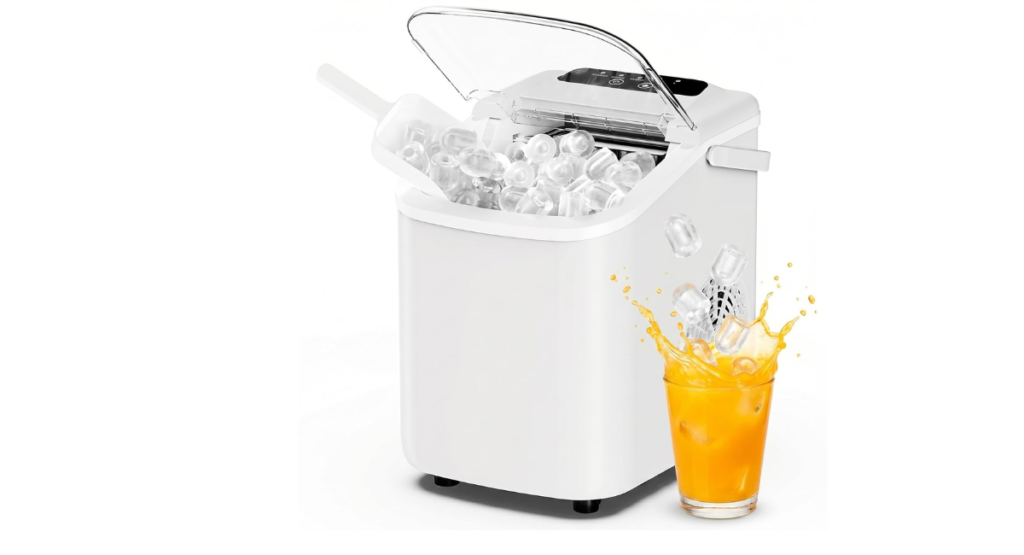 DUMOS countertop ice maker available in multiple colors for dorm room use