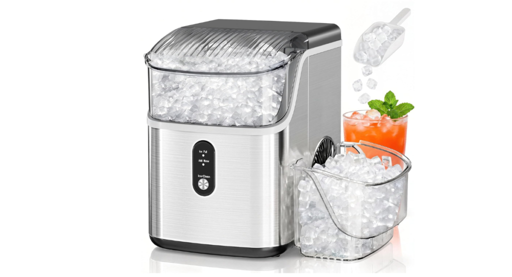 Antarctic Star Nugget Ice Makers Countertop, Pebble Ice Machine with Chewable Pellet Ice, 35Lbs/24H, Self-Cleaning, Sonic Ice, One-Click Operation, for Kitchen,Party Stainless Steel Silver 
