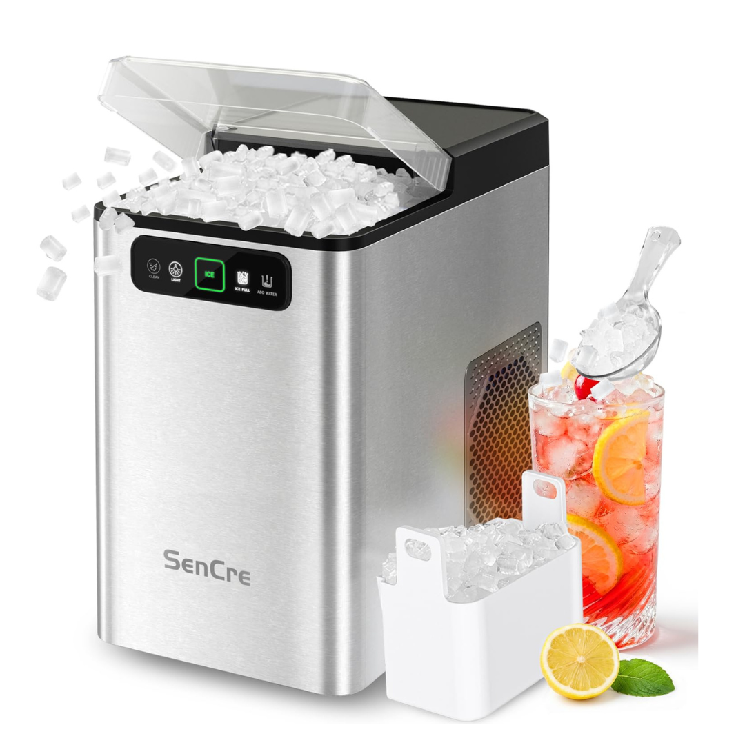 . Nugget Ice Maker Countertop 40Lbs/24H Soft Chewable Ice Machine Pellet Crushed Ice