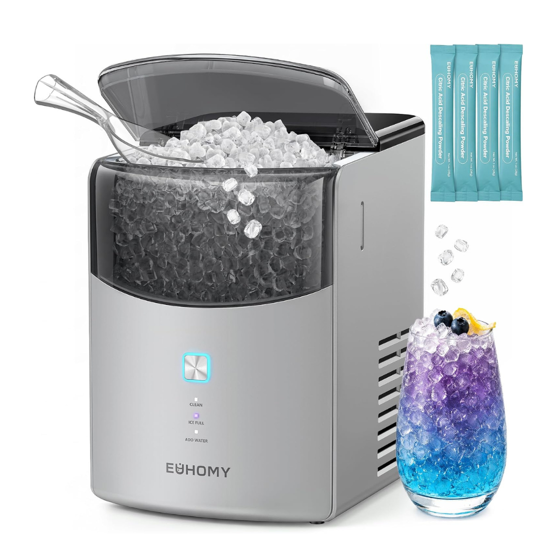 . Euhomy Countertop Nugget Ice Maker, 35lbs Daily Sonic Crushed Ice Machine