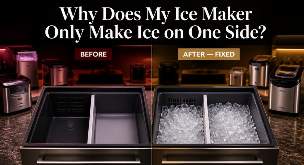 why does my ice maker only make ice on one side