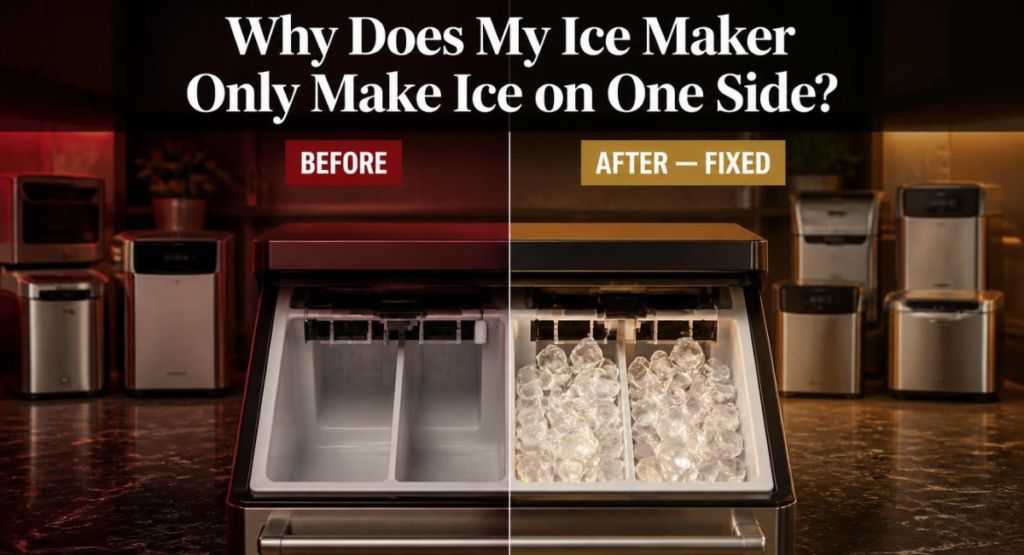 why does my ice maker only make ice on one side