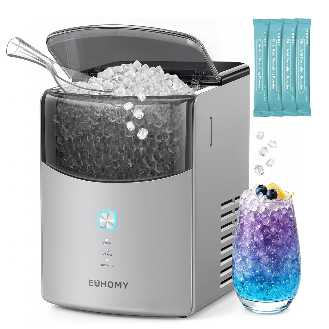 2. Euhomy Countertop Nugget Ice Maker, 35lbs Daily Sonic Crushed Ice Machine