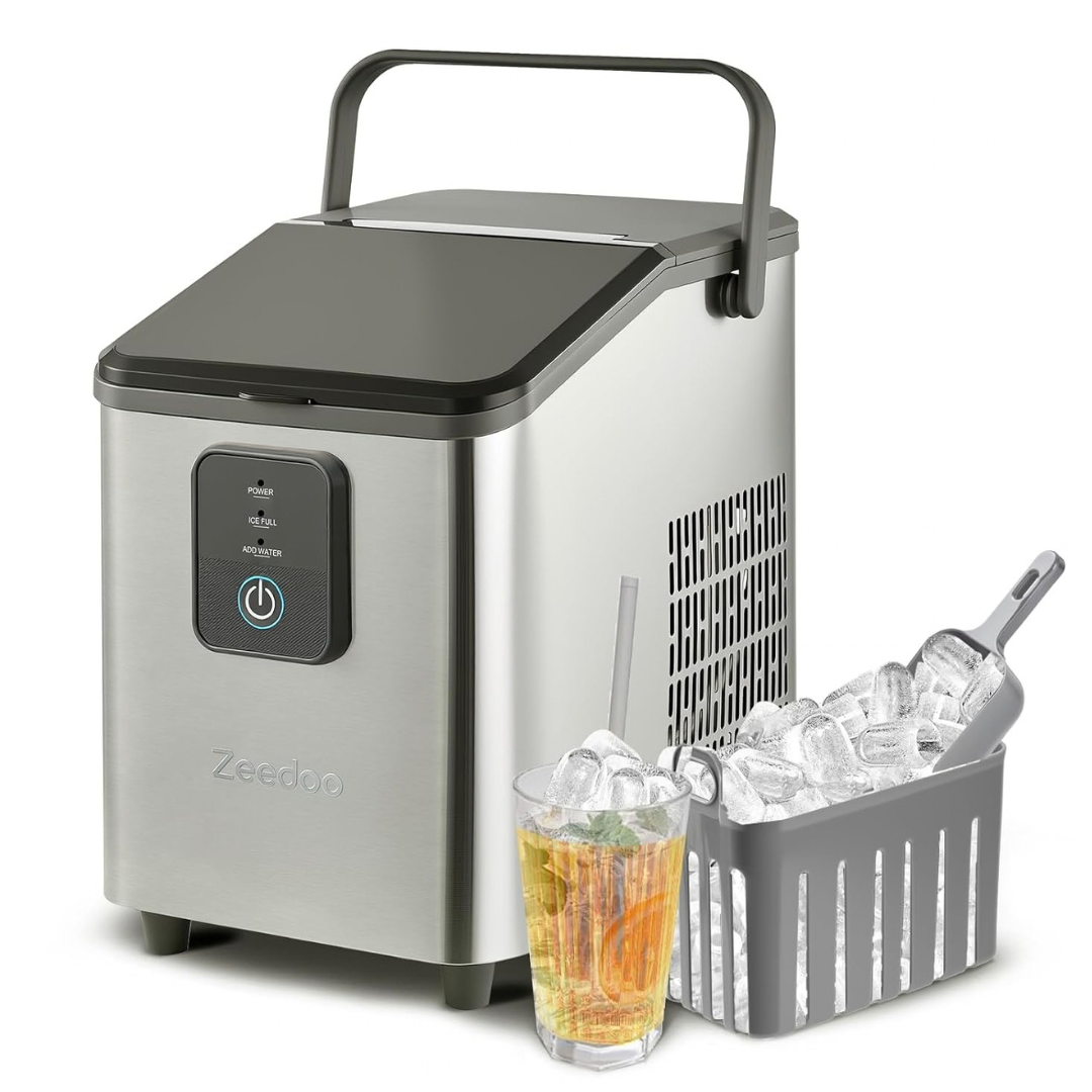 Ultra-lightweight at just 12.3 lbs with carry handle

Makes 8 bullet cubes in 6–8 minutes

Produces up to 26 lbs of slow-melting ice per day

Compact stainless steel design for small spaces

One-touch operation with self-cleaning function

Ideal for home, RV, camping, and travel use