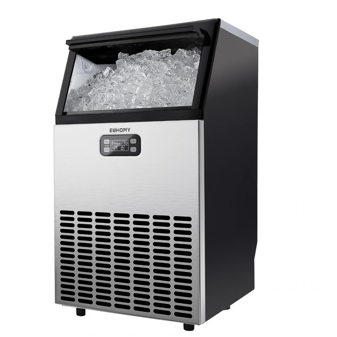 High-capacity output up to 100 lbs of ice per day

33 lb built-in ice storage bin

ETL certified for home and commercial use

Intuitive LCD panel with adjustable ice thickness

Quiet, energy-efficient compressor cooling

Durable stainless steel commercial-grade build