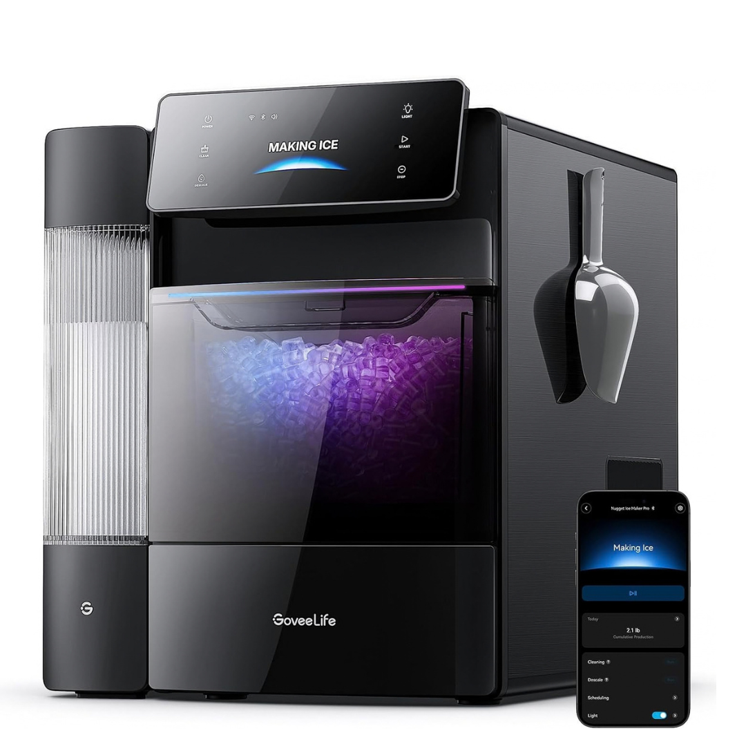 1. GoveeLife Smart Nugget Ice Maker Pro, 60lbs Daily, 6-Minute Ice, 40dB