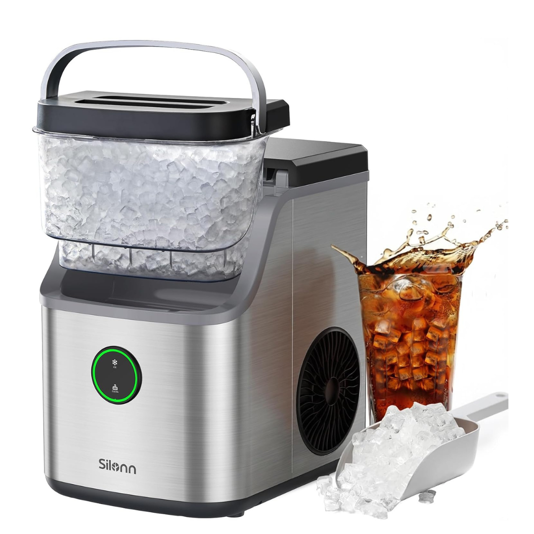 2. Silonn Nugget Ice Maker Countertop with Detachable Basket and Handle