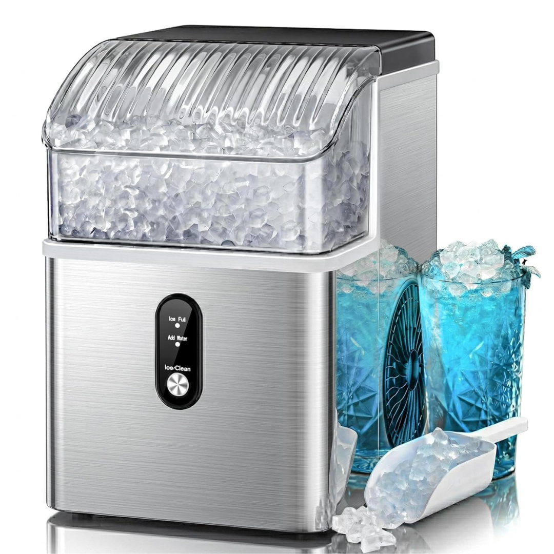 3. Kismile Nugget Ice Maker Countertop, 35 lbsDay, Stainless Steel