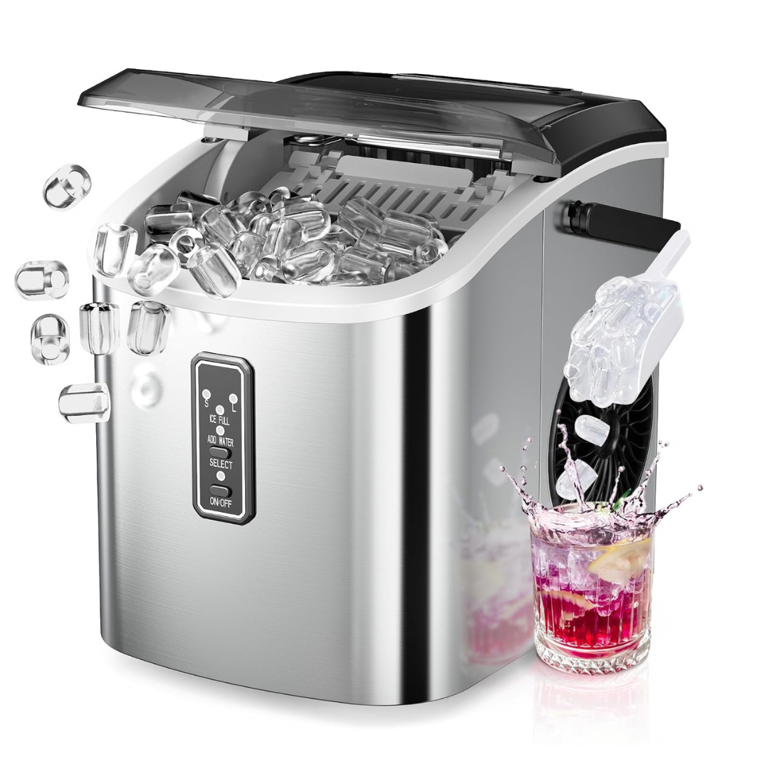 6. EUHOMY Ice Maker Countertop, 9 Cubes Ready in 6 Mins, 26lbs24H, Self-Cleaning,