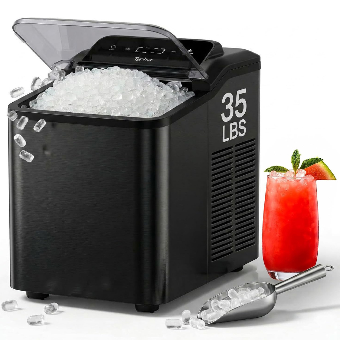 7. Typhur Nugget Ice Maker Countertop, 35lbs24H, Self-Cleaning Pump, Black