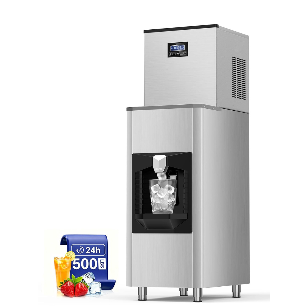 Commercial Ice Maker Machine 500Lbs24H, Push & Press Dispensing