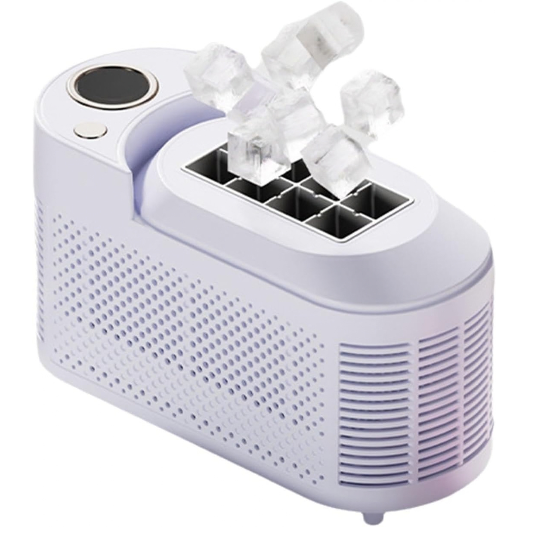 KYOFIS Portable 12V Ice Maker Machine for CarCamping, 8 Cubes in 10 Mins, Compact Countertop Ice Maker, Fast Pebble Ice Cube Maker(Purple)