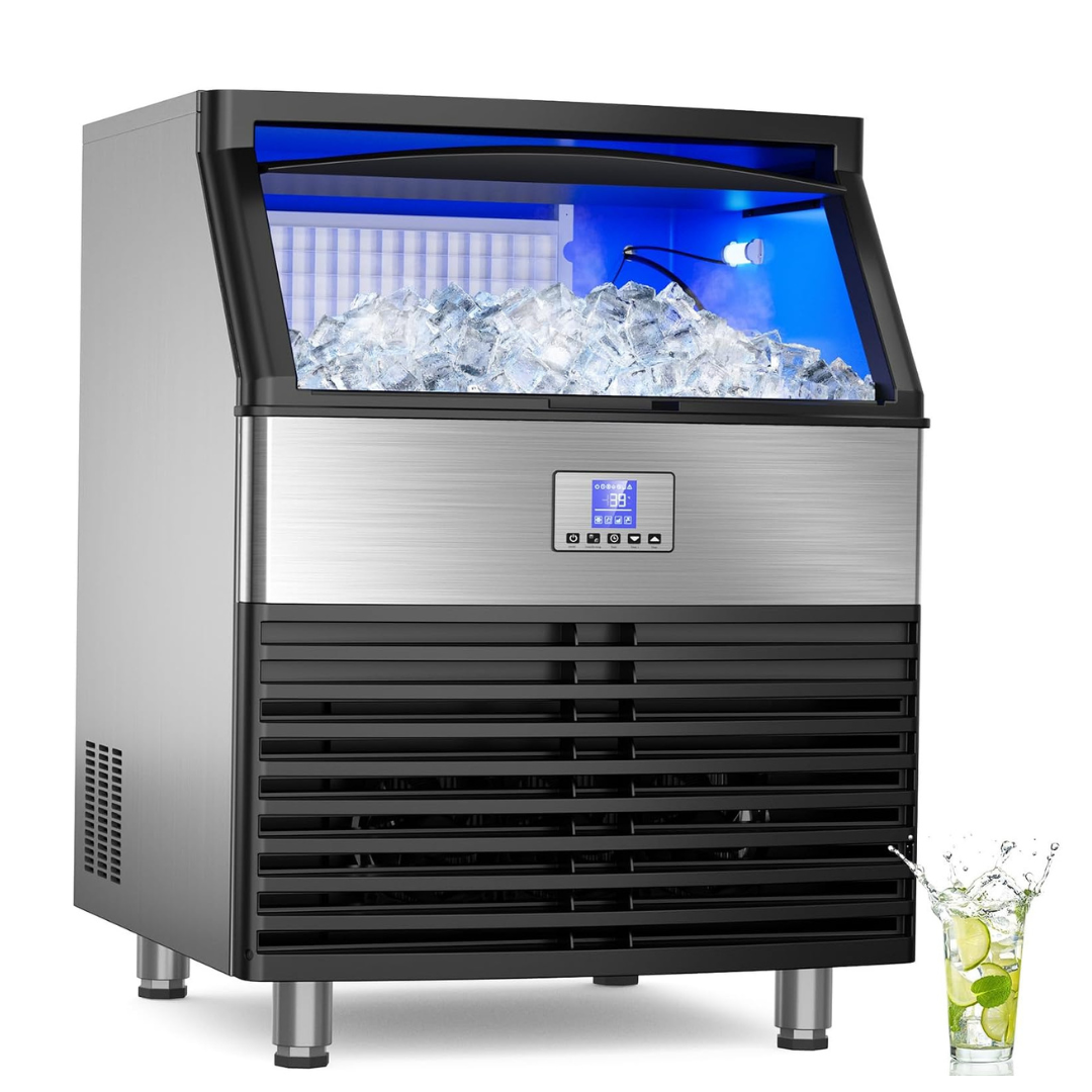 Mojgar Commercial Ice Maker Machine, 450 lbs24H with 120 lbs Storage Bin