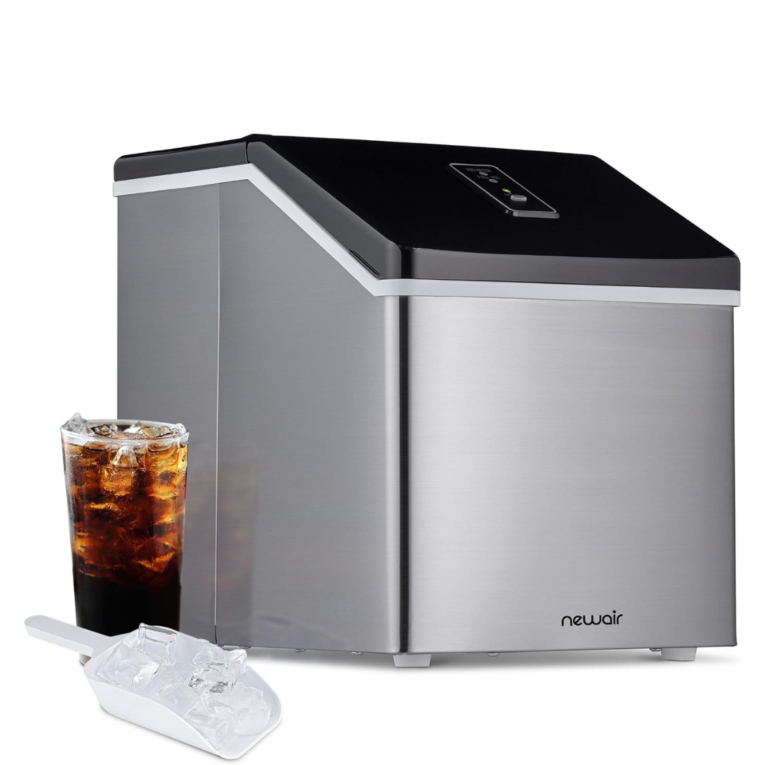 Newair Silver Countertop Ice Maker Machine, Compact Automatic Ice Maker, Cubes Ready in Under 15 Minutes, Portable Ice Cube Maker, Perfect for HomeKitchenOfficeBar