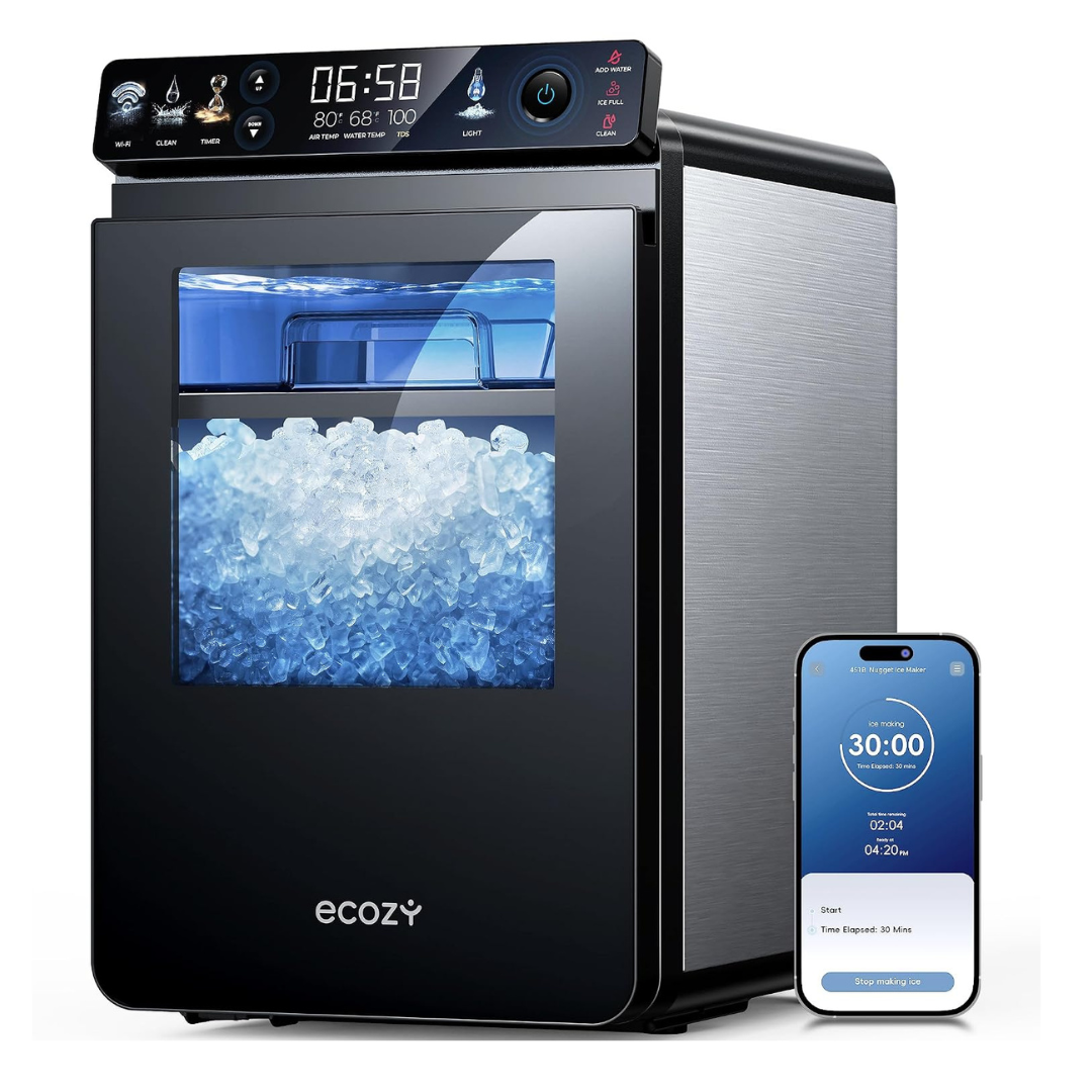 ecozy Nugget Ice Maker Countertop, 44 lbs24H Ice Machine with APP Control